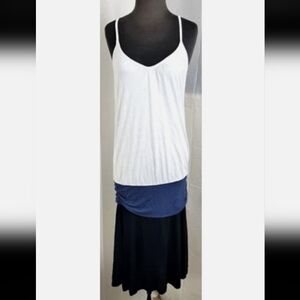 Lascana Sleeveless White, Black & Blue Soft Light 100% Viscose Dress - NWT